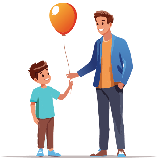 Father and son with balloon